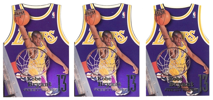1996-97 Fleer Ultra "Fresh Faces" #3 Kobe Bryant Rookie Cards Trio (3)